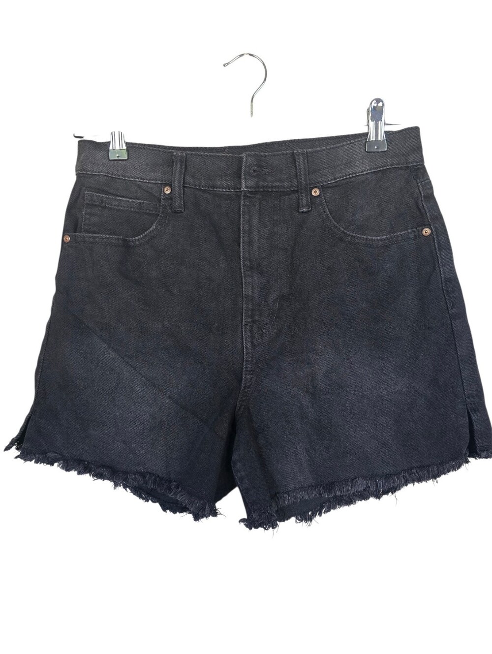 Celebrity Pink Black Frayed Hem High-Rise Denim Shorts